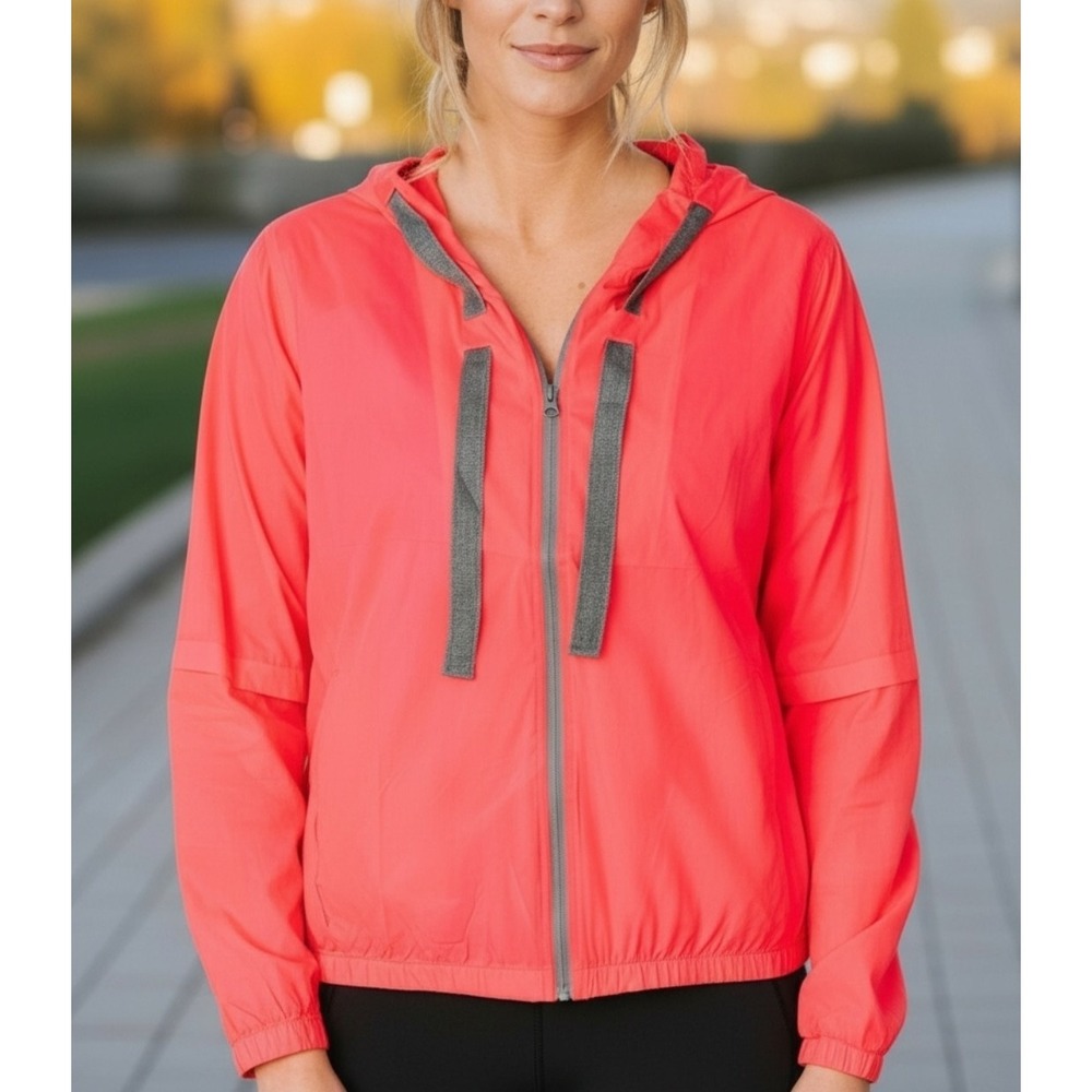 ZYIA Active Neon Pink Hoodie Drawstring Light Windbreaker XXXL NWT Nylon